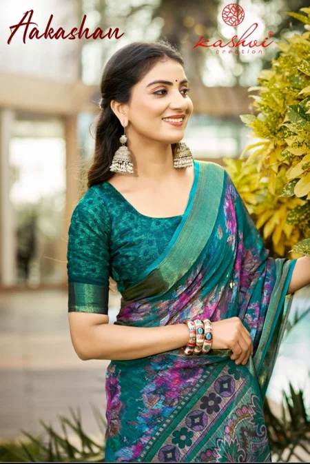 Aakashan By Kashvi Black Linen With Gold Zari Saree Wholesalers In Surat
